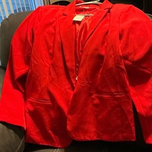 Red Women's Velvet Blazer Jacket - Unbranded